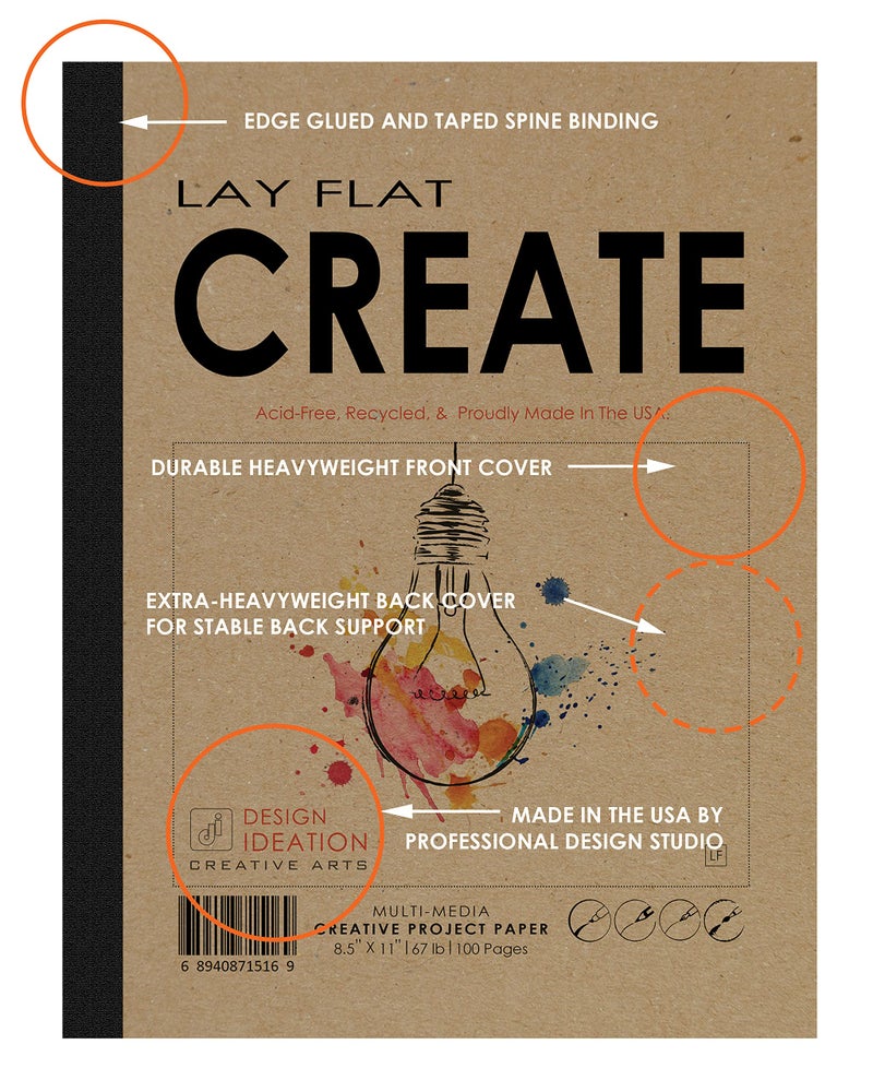 Design Ideation Lay Flat Create. Removable Sheet Sketchbook. Premium Paper. Smart-Bind Reinforced Lay Flat Binding. (8.5" x 11") LF-50100-LS - Image 4